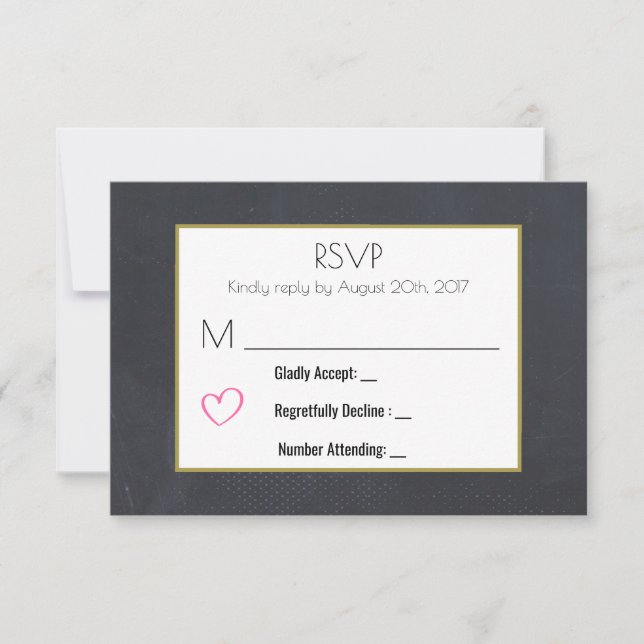 Cartucho negro con un RSVP de corazón rosado (Anverso)