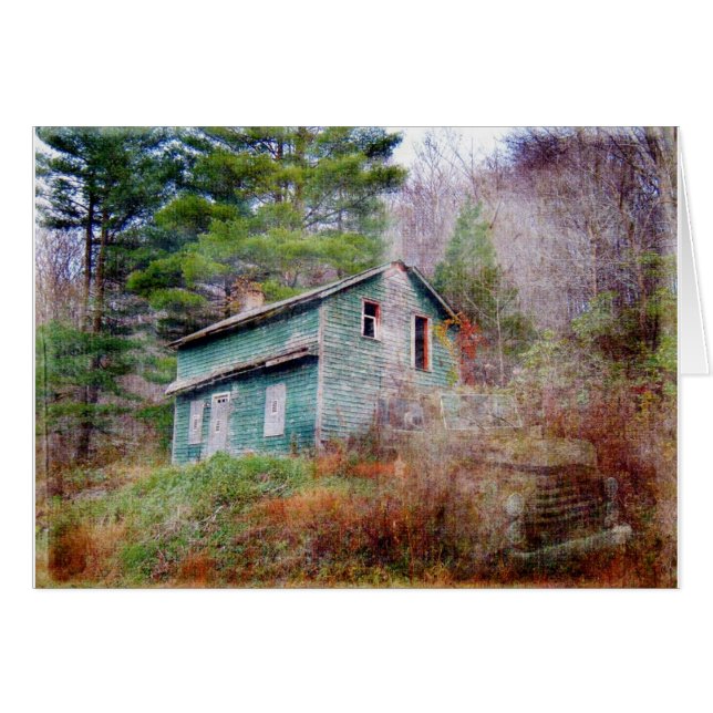 Casa abandonada y camionetas de arte digital (Anverso (Horizontal))