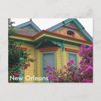 Casa colorida en la postal de Nueva Orleans