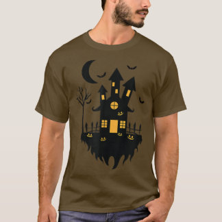Casa de brujas de Halloween en camiseta de noche
