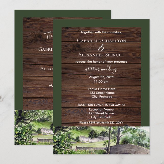 Casa de campo cerca de la invitación a la boda de  (Anverso / Reverso)