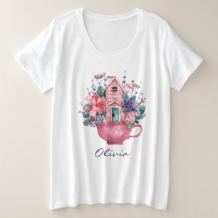 Casa de cuento de hadas rosadas de té mujeres blan