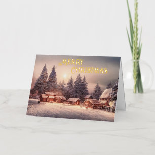 Casa de invierno bosque - Feliz Navidad