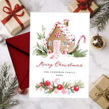 Casa de jengibre acuarela Feliz Navidad