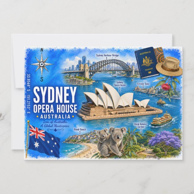 Casa de la Ópera de Sydney Australia Tarjeta Posta (Anverso)