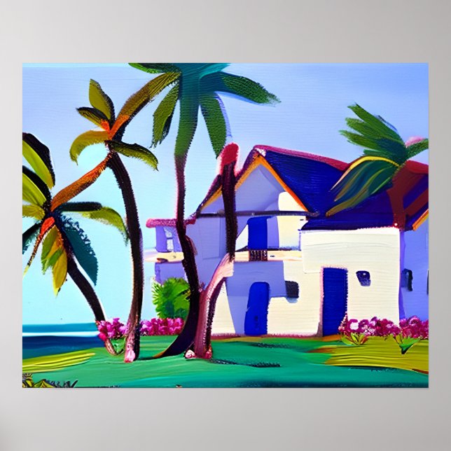 Casa de la playa blanca Arte tropical (Frente)