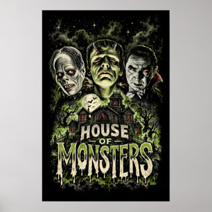 Casa de Monstruos Póster de Monstruos de Terror Cl