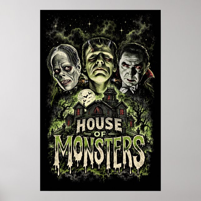 Casa de Monstruos Póster de Monstruos de Terror Cl (Frente)