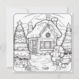 Casa de Navidad Muñeco de Nieve Niños Colorear Nav