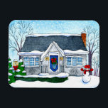 Casa de Navidades con imán de nieve<br><div class="desc">Esta imagen está disponible en otros productos de mi tienda Zazzle.</div>