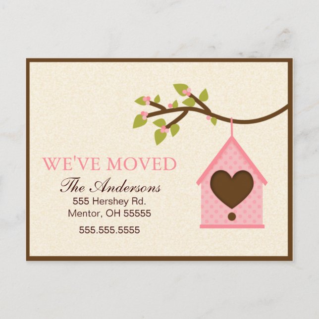 Casa de pájaro rosa colgando Invitaciones móviles (Anverso)