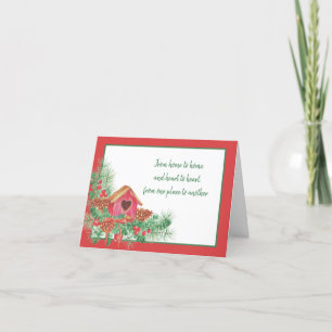 Casa de pájaros de Navidad en acuarela adorable