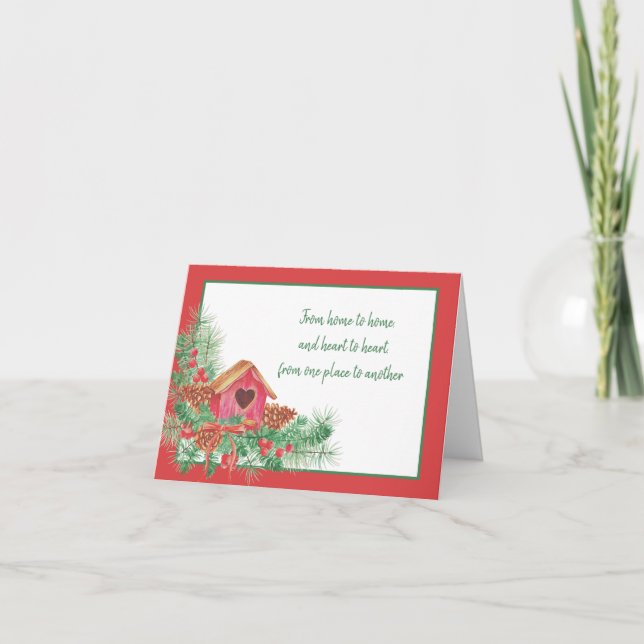 Casa de pájaros de Navidad en acuarela adorable (Anverso)