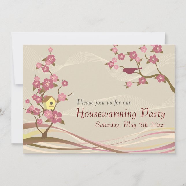 Casa de pájaros Fiesta Invitación gris (Anverso)