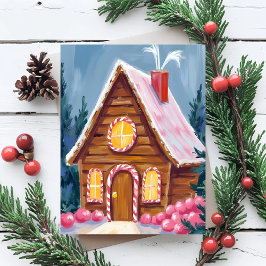 Casa de Pan de Jengibre Rosa Navidad