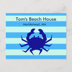 Casa de Playa Blue Crab Tarjeta Postal Personaliza
