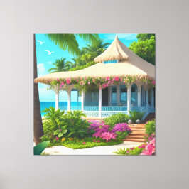 Casa de playa con imagen de lienzo con vistas al o