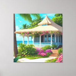 Casa de playa con imagen de lienzo con vistas al o