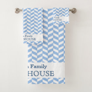 Casa de playa de Herringbone Blue White Nombre p