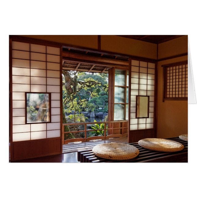 Casa de té en tarjeta de la primavera (Anverso (Horizontal))