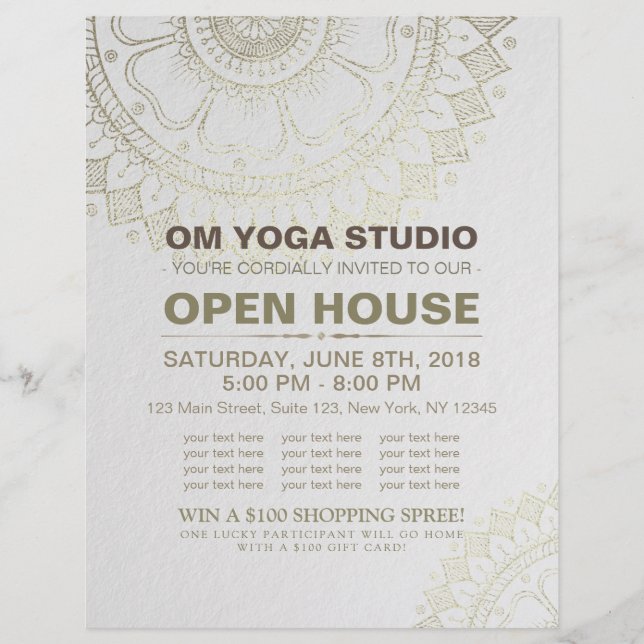 Casa de Yoga Open House Mandala Flores de Hoja de  (Frente)
