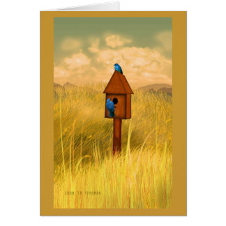 Casa del pájaro en tarjeta del día de la mamá de