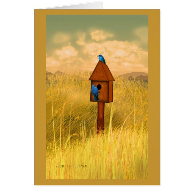 Casa del pájaro en tarjeta del día de la mamá de (Frente)