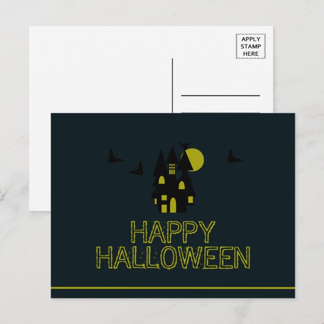 Casa Embrujada, Feliz Tarjeta Postal de Halloween (Anverso / Reverso)