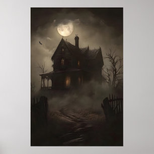 Casa embrujada impresión mágica, pared de terror d