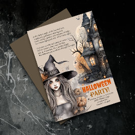 Casa embrujada | Invitación de poema Witch Hallowe