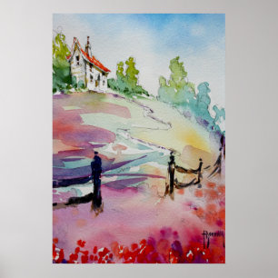 Casa en el poster/la impresión de la colina