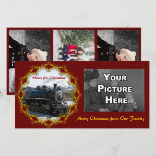 Casa en el tren para la tarjeta de fotos de Navida