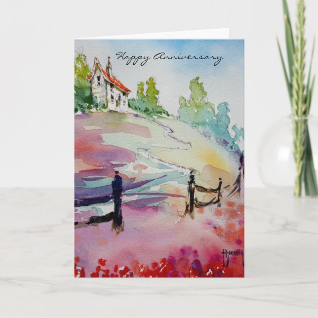 Casa en la tarjeta feliz del aniversario de la (Anverso)