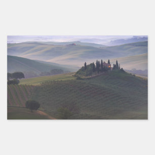 Casa en la Toscana en el pegatina rectangular matu