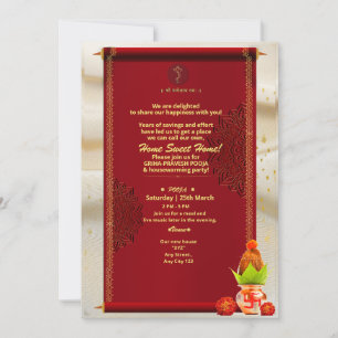 Casa hindú india calienta invitación a Grihapraves