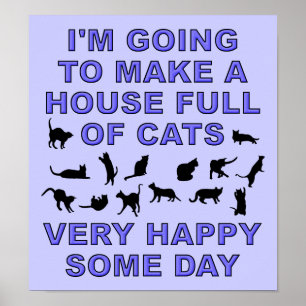 Casa Llena De Gatos Señal De Cartel Divertido De S