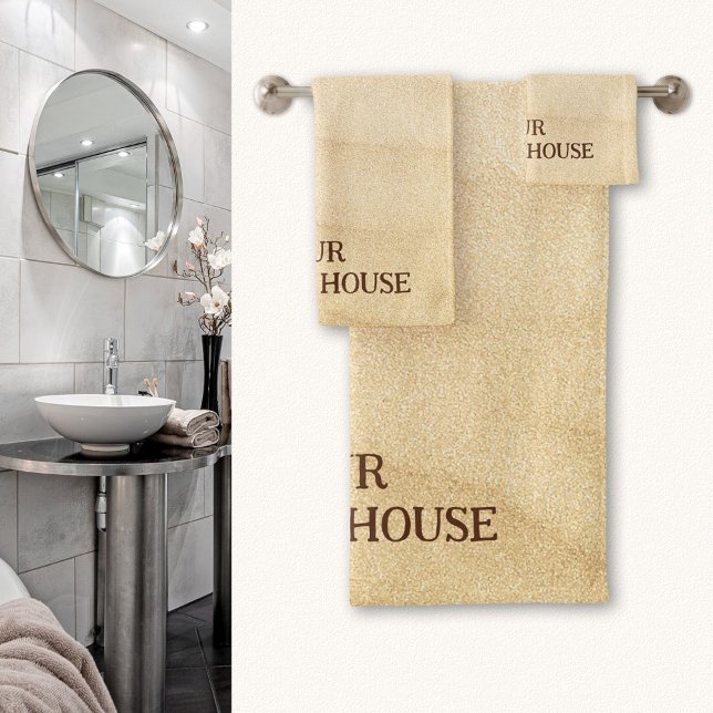 Casa Sandy Beach (Beach house style bathroom towel set featuring a wavy sandy beach design)