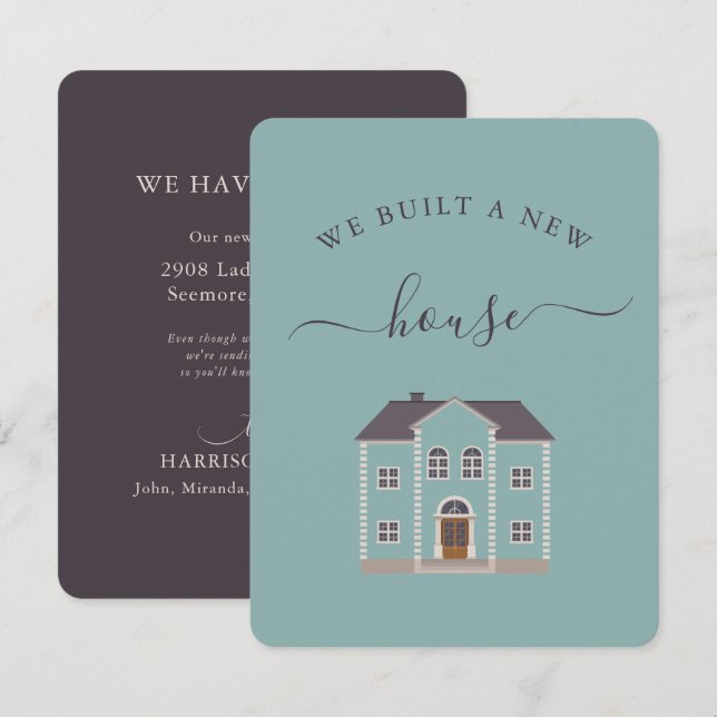 Casa verde azulada Construimos Una Nueva Invitació (Anverso / Reverso)