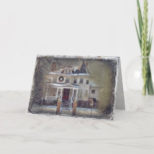 Casa victoriana en la nieve navidad