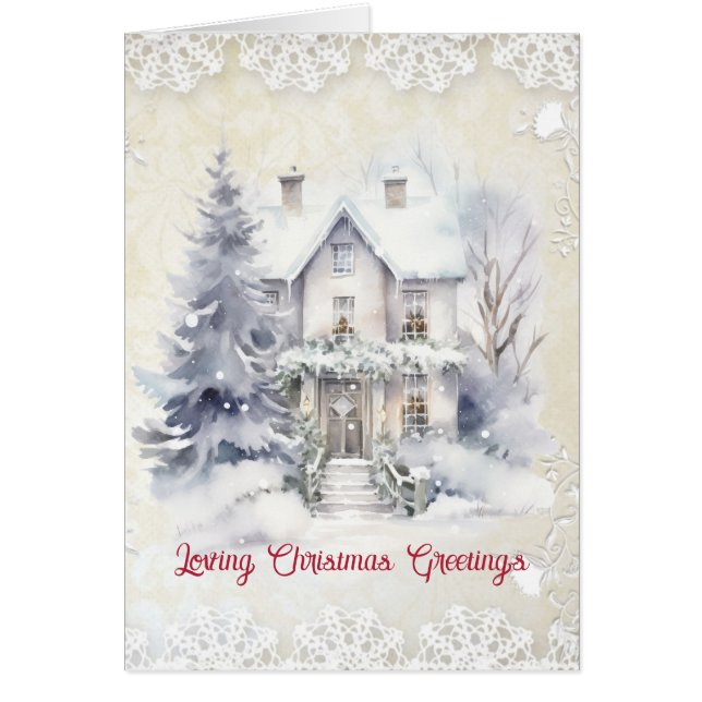 Casa victoriana envía amorosos saludos de Navidad (Frente)