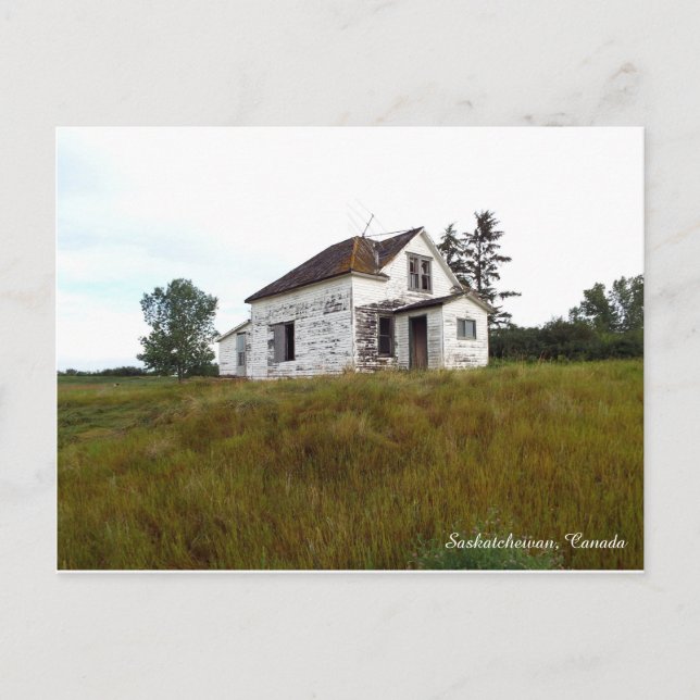 Casa vieja en la postal Saskatchewan (Anverso)