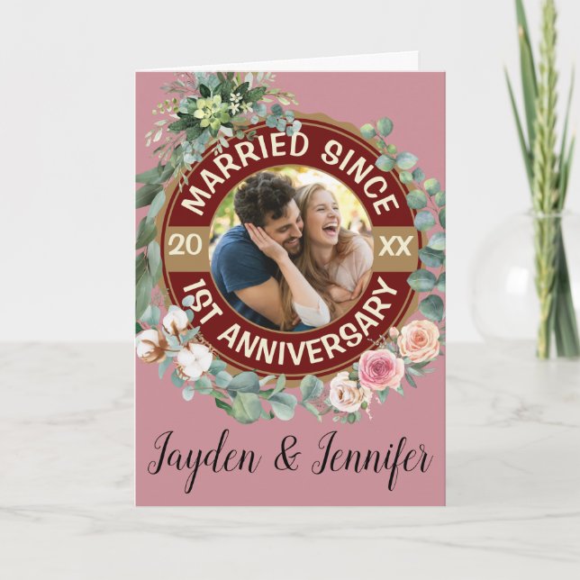 Casada desde el primer aniversario Boda Tarjeta Fl (Anverso)