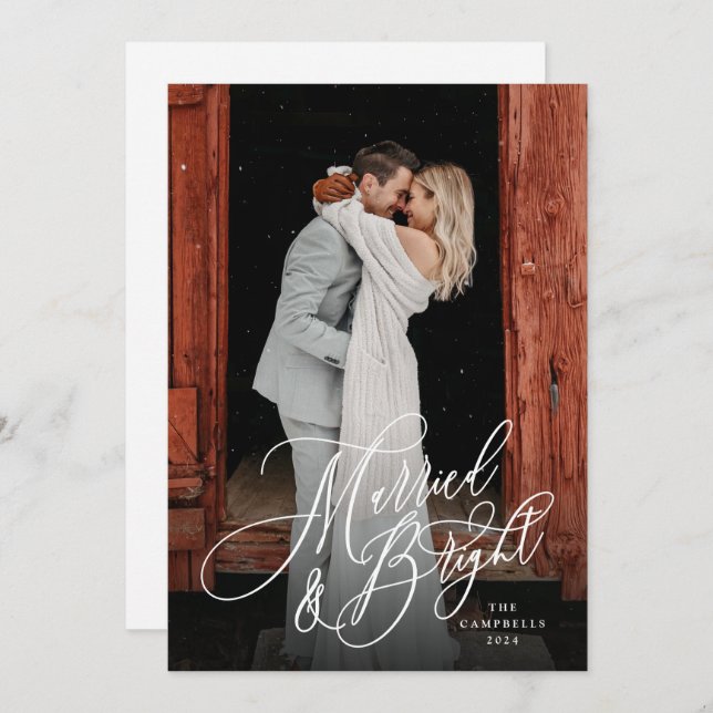 Casada y Radiante Tarjeta de recién casados Verde (Anverso / Reverso)