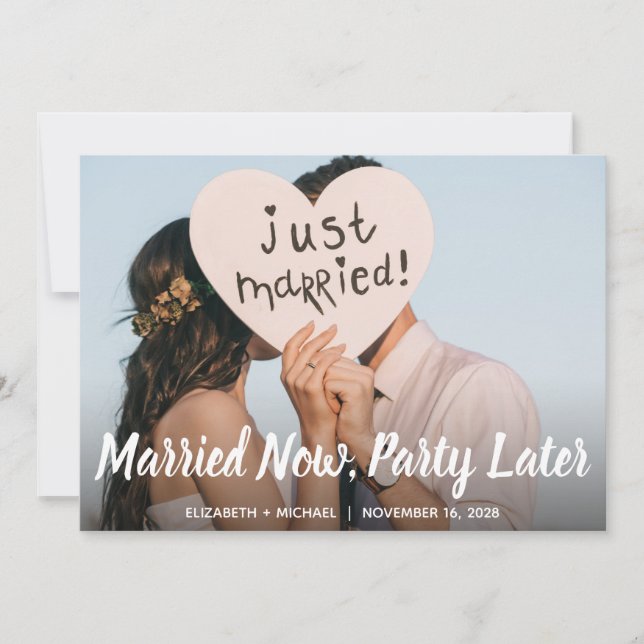 Casado ahora Fiesta, luego Boda de fotografía (Anverso)