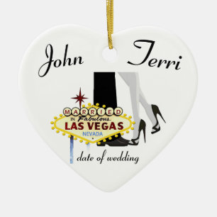 Casado en Las Vegas, ornamento cerámico personaliz