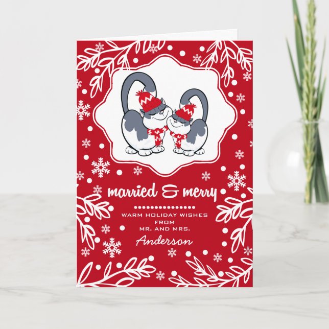 Casado y Feliz. Graciosas tarjetas de Navidades pa (Anverso)