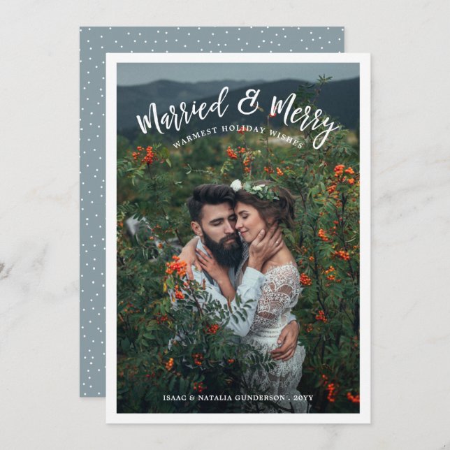 Casado y morado de Navidad moderna foto de blanco (Anverso / Reverso)