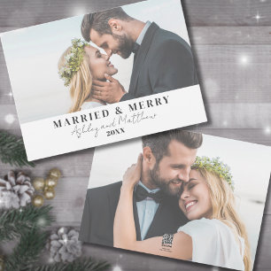 Casados y alegres Foto de Navidad de recién casado
