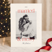 Casados y alegres Tarjeta de Navidad con Foto de R
