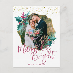 Casados y Brillantes   Tarjeta de Navidad Fotográf